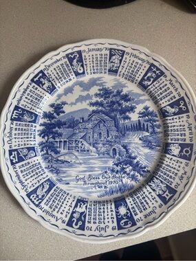 Blue Calendar Commemorative Decorative Plate - 1970